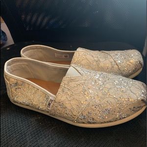 Toms silver sparkle shoes